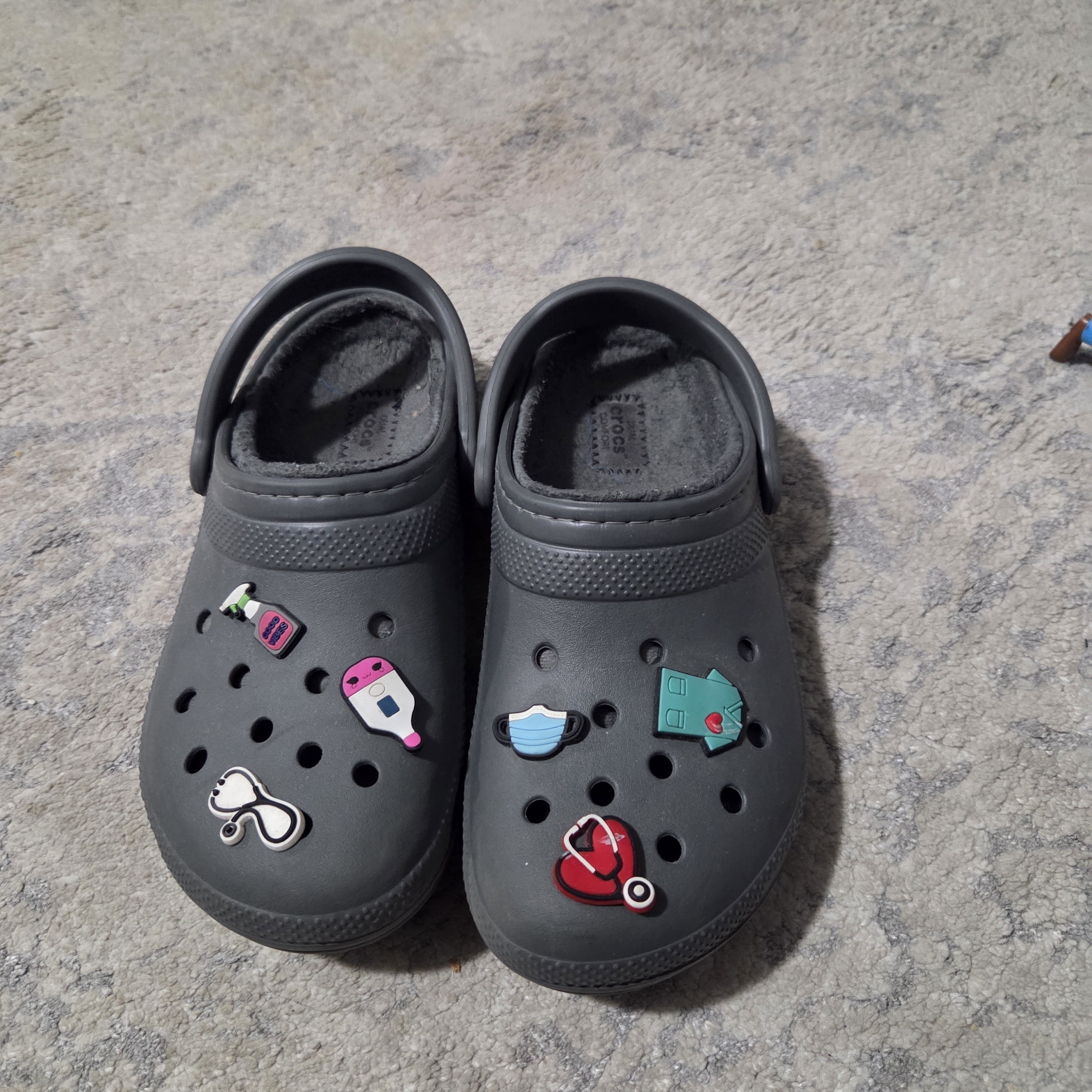 Gray Fur Lined Crocs